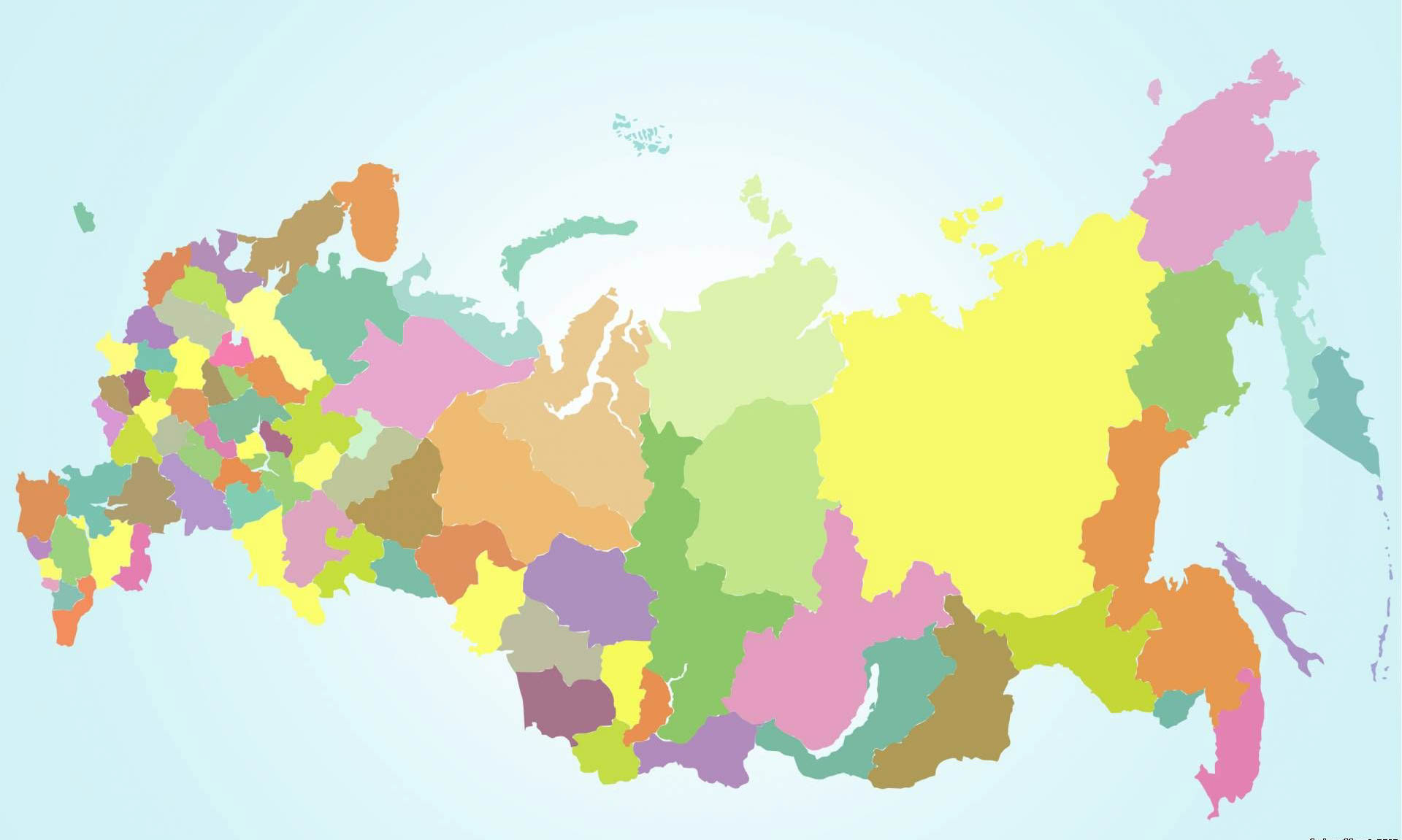 Политико-административная карта России без надписей